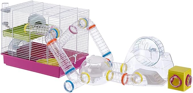 Ferplast Laura Small Hamster Cage | Fun & Interactive Cage Measures 18.11L x 11.61W x 14.8H & Includes All Accessories