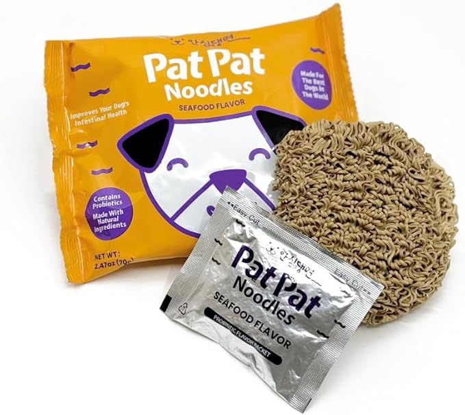Pat Pat Noodles Probiotic Pup Ramen Noodle Seafood Flavor 3 Pack 2.47oz Per Package Dog Treat Made with Premium Ingredients and Probiotics for The Modern Pup