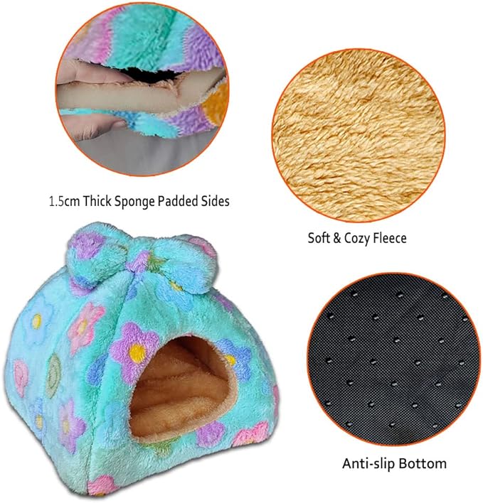 Guinea Pig Bed, Guinea Pig Warm Hideout House Accessories Cozy Bed for Small Animals Hamsters Chinchillas Dwarf Bunnies Hedgehogs. L, Green