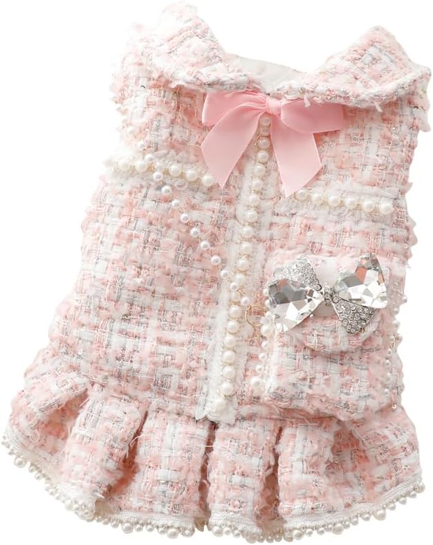 Designer Dog Dress for Small Dogs Puppy Teacup | Cute Stylish Pet Outfit – Luxury Puppy Clothes for French Bulldog, Chihuahua, Dachshund, Maltese, Yorkie, Cats – Fashion Apparel