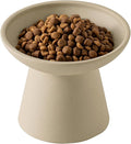 CEEFU Extra Wide Elevated Ceramic Cat Bowl - 6.2" Shallow Dish for Whisker Fatigue Relief, 5" Height for Easy Feeding, Lead & Cadmium Free, Durable Raised Cat Food Bowls, Pottery Clay (Not Glazed)