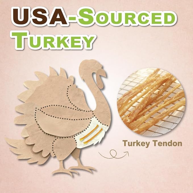 A Freschi srl Turkey Tendons for Dogs, USA-Sourced, Healthy Dog Treats, Rawhide-Free Puppy Chews, Long Lasting, All Natural, Hypoallergenic Dog Treats for Small Breeds, 8 oz Pack Pretzel (S)