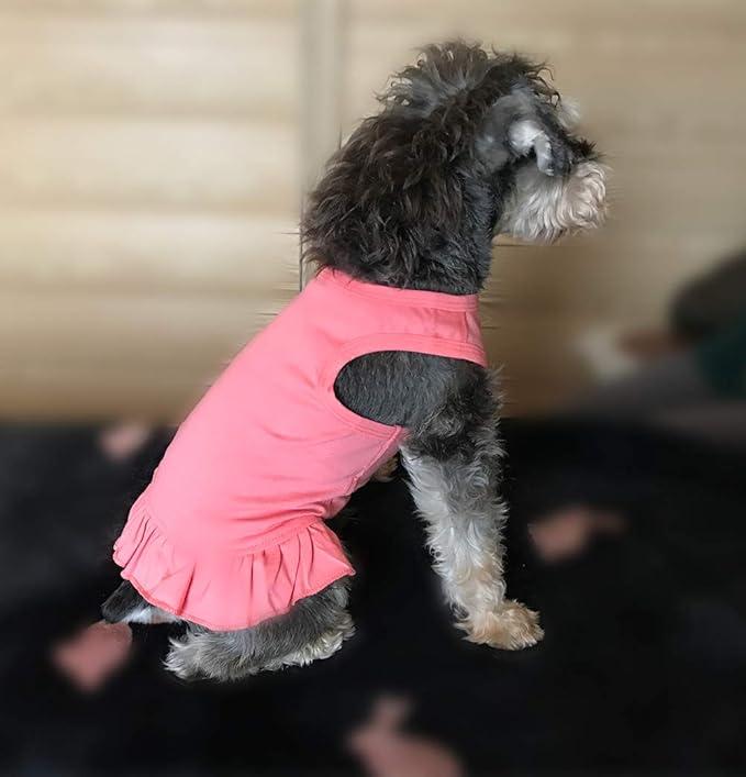 Pet Clothes Small Dog Clothing Blank Color Sport Dress T-Shirts Tee Dresses Tanks Top for Small Size Female Dogs Summer Spring Pet Costumes 100% Cotton (L, Lotus Pink)