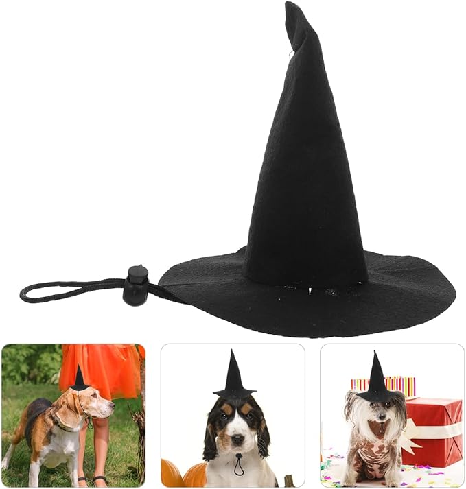BESTOYARD Halloween Pet Hat Witch Hat for Dogs and Cats Adjustable Pet Headwear Reusable Washable Halloween Costume Accessory for Pets Party Cosplay