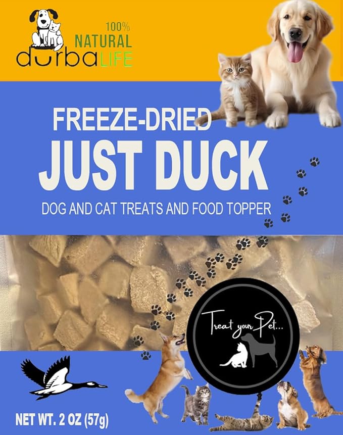 Freeze Dried Raw Duck Bites - Dog & Cat Treats Food Topper, High Protein, Single-Ingredient Composition, Ideal for Picky Eaters & Pets with Allergies (2.0 oz, Just Duck)