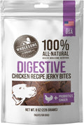 Wholesome Pride Functional Digestive Support Chicken Jerky Bites, USA Made Dog Treats - 8 oz