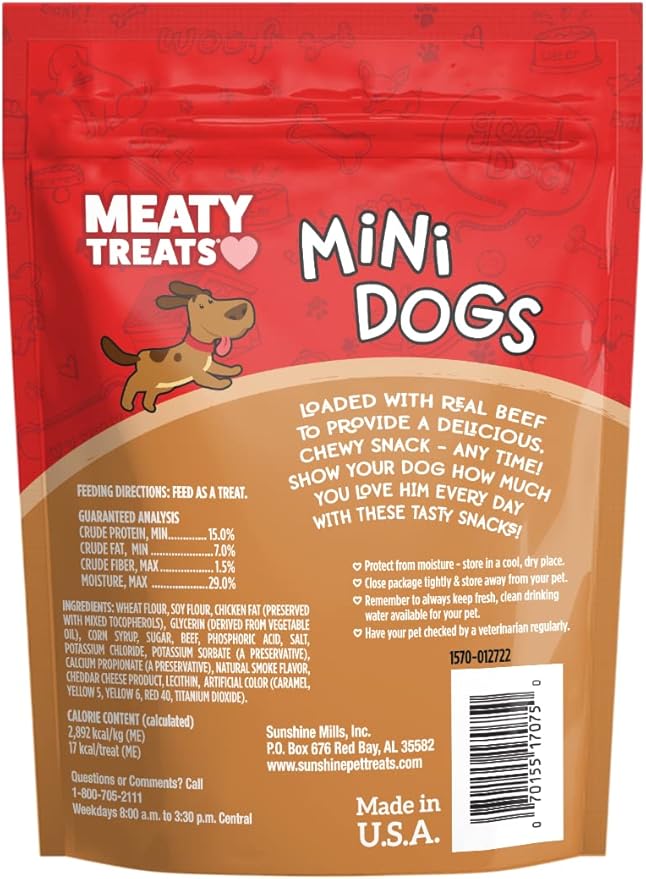 Meaty Treats Mini Dogs Beef & Cheese Flavor Soft & Chewy Dog Treats, 3-oz. (Pack of 16)