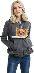 Women Pet Carrier Sweatshirt Puppy Kitten Holding Hoodies Long Sleeve Pouch Tops