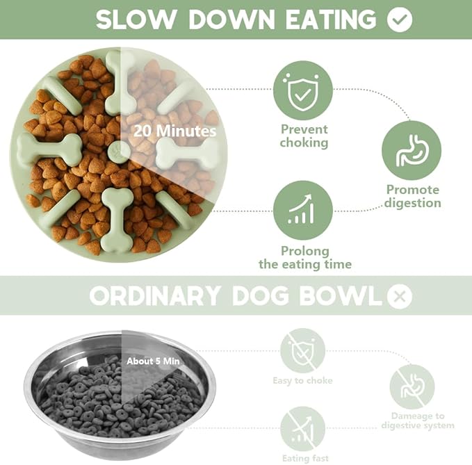 Slow Feeder Dog Bowls Insert, Animire Soft Silicone Anti-Choking Puzzle Slow Feeder, Anti-Slip Slow Down Eating Feeder Insert, Compatible with Regular Elevated Dog Bowls
