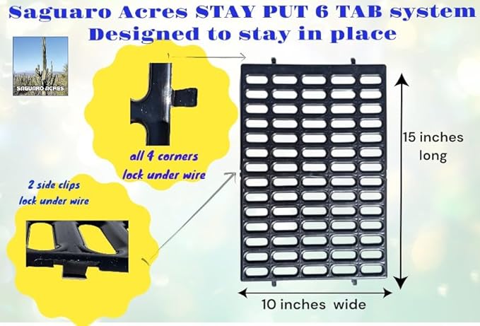 Saguaro Acres Rabbit and Small Animal Cage Resting Mat for Wire Floored Cages - Pack of 6 (Black)