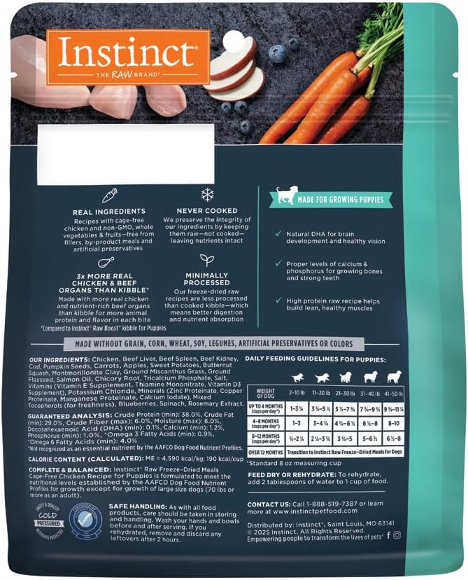 Instinct Puppy FreshDried Bites, Natural Freeze-Dried Dog Food, Grain Free - Cage-Free Chicken, 3 oz. Bag