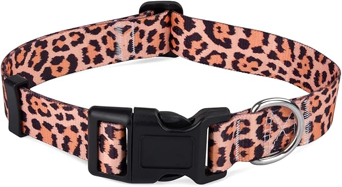 Dog Collar for Large Dogs, Soft Comfy Pet Collar for Small Medium Large Dogs, Leopard Pattern for Boy Girl Puppy Dogs(Leopard,L)
