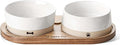 LE TAUCI PET Ceramic Dog and Cat Bowls Set with Acacia Wood Tray - 2 Cup Weighted Non-Slip Food and Water Dishes for Small Dogs & Cats, Pet Bowl Set of 2