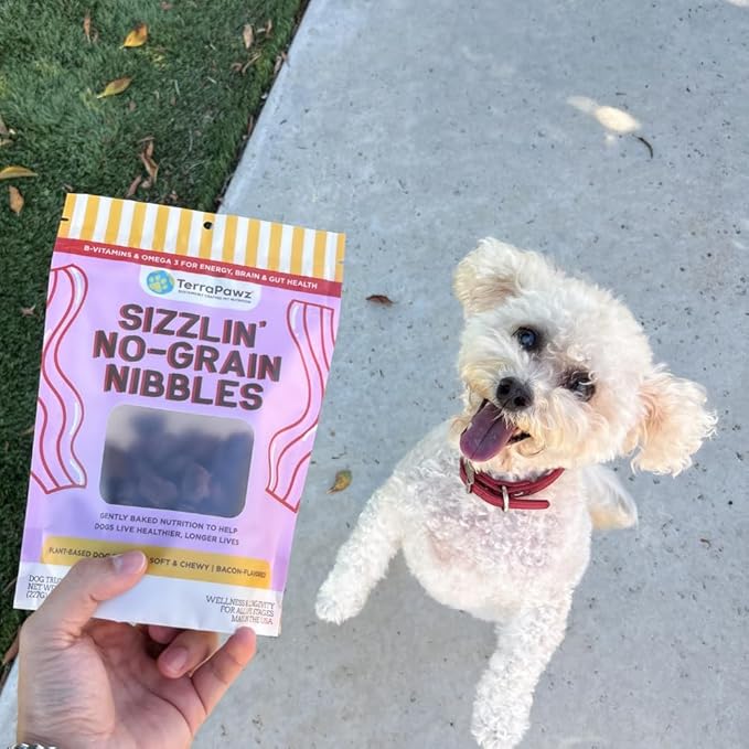 TerraPawz Vegan Dog Training Treats – Bacon Flavor, Plant-Based & Grain-Free Treats with Turmeric, Cinnamon & Omegas for Joint & Digestive Support, for All Dog Sizes Including Large Breeds (8 oz)