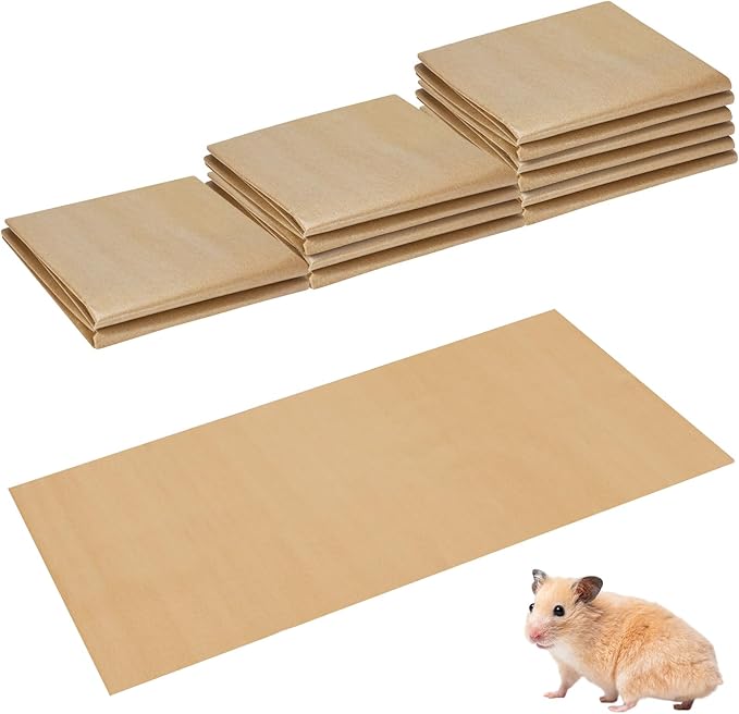 AmazingSpark 14 Pcs Guinea Pig Cage Accessories Include 12 Pcs 4.1 x 2.1 ft Disposable Guinea Pig Cage Liner 2 Pack 35 oz Pet Shavings Bedding Waterproof Kraft Bottom for Small Animal Hamster Rabbit