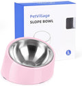 Tilted Dog Bowl Non-Slip & Non-Spill Pet Feeder with Elevated Detachable Melamine Stand, Easy to Get Food Dog Dish, L/300ml Pink