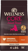 Wellness CORE Dry Dog Food, Small Breed, Grain-Free, High Protein, Natural, Original Turkey & Chicken Recipe, (4-Pound Bag)