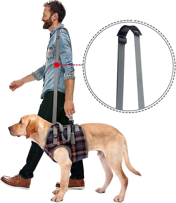 ROZKITCH Shoulder Belt Strap for Dog Lift Harness, Grid Pet Chest Rear Support Aid Veterinarian Approved Sling for Old K9 Help with Poor Stability 1 * 79 inch