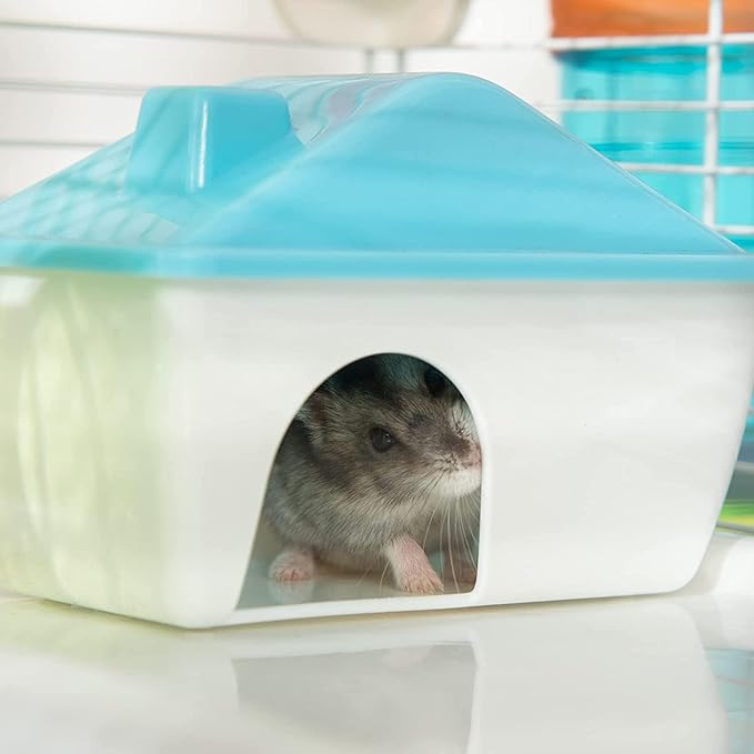 2-Tiers Acrylic Clear Hamster Mouse Deluxe Palace House Habitat with Large Running Wheel Water Bottle Tower Food Bowl Hide House Deep Base Ground Expansion Outlet