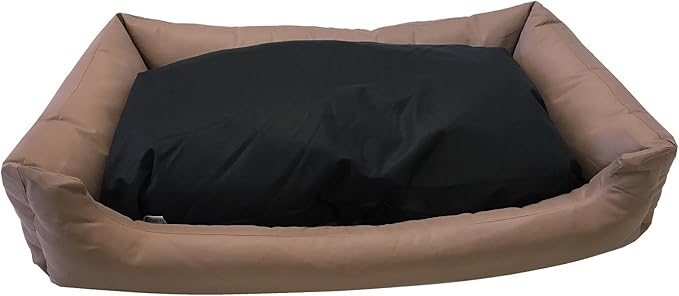 Tough Durable Oxford Waterproof Fabric Covered 2-Piece Polyester Filling Pillow Pet Bed for Small to Extra Large Dog (48x30 inches, Brown)