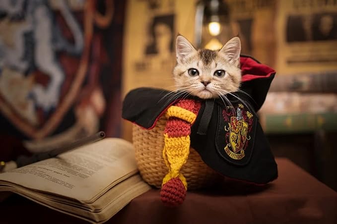 Dog Cat Costumes with Glasses and Neckties,Cosplay Costume Set Perfect for Party and Gifts for Cat Dog (Gryffindor, Large)