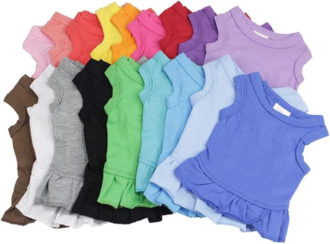 Pet Clothes Small Dog Clothing Blank Color Sport Dress T-Shirts Tee Dresses Tanks Top for Small Size Female Dogs Summer Spring Pet Costumes 100% Cotton (L, Coffee)