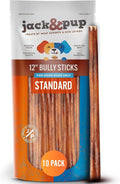 Jack&Pup 12 Inch Bully Sticks for Medium and Large Dogs (10 Pack) Standard Thickness, Dog Chew, Single Ingredient Bully Stick