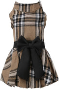Pet Dresses for Small Dogs Cats Girl, Cute Princess Bowknot Dress Puppy Shirt All Weather Skirt Clothes Cat Apparel for Birthday Wedding Party Holiday (Khaki&Black, XX-Small)