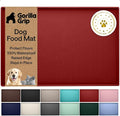 GORILLA GRIP 100% Waterproof Raised Edge BPA Free Silicone Pet Feeding Mat, Dog Cat Food Mats Contain Spills Protects Floors, Placemats for Cats and Dogs Water Bowl, Pets Accessories 23x15 Red