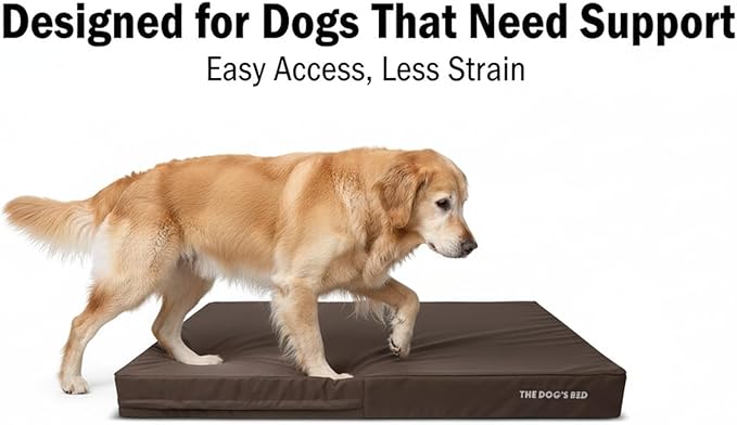 The Dog’s Bed Orthopedic Memory Foam Dog Bed for XXXL Dogs, Waterproof Washable Cover, Anti-Slip Base, Calming Surface – CertiPUR-Certified Foam, Brown with Brown Trim, 6 Inch Thick