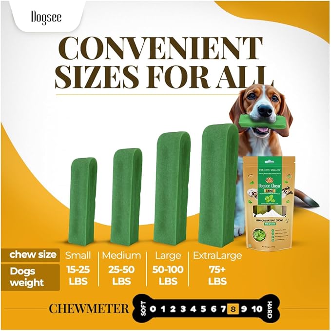 Dogsee Himalayan Yak Chews with Real Mint (Monster- 1 Bar) | Fight Bad Breath | Rich in Protein & Calcium | Long Lasting | for Cleaning Teeth