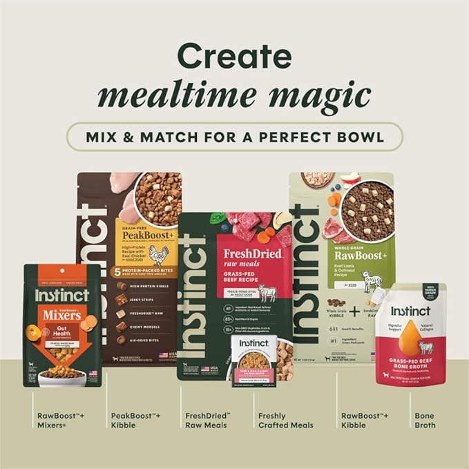 Instinct RawBoost Mixers, Freeze Dried Dog Food Topper, Grain-Free Recipe - All Natural Beef, 6 oz. Bag