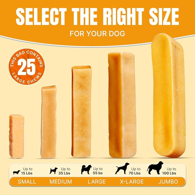 Tibetan Dog Chew 2 lb Yak Cheese Dog Chews, Handmade Treats for Large Dogs, Long-Lasting, Easy to Digest, Grain-Free, Gluten-Free, Supports Dental Health, Ideal for Aggressive Chewers, Bulk