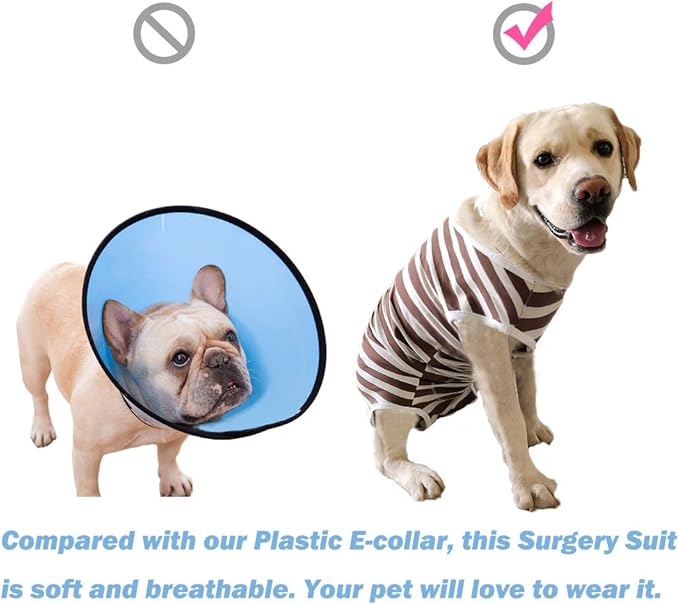 Dog’s Recovery Suit Post Surgery Shirt for Female Male Dog, E-Collar Alternative Wound Protective Clothes (Brown white-3xl)
