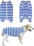 Dog’s Recovery Suit Post Surgery Shirt for Female Male Dog, E-Collar Alternative Wound Protective Clothes (Blue white-3xl)