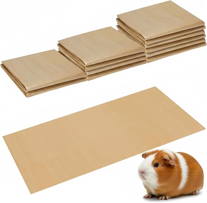 AmazingSpark 12 Pcs 49.2" x 25.6" Disposable Guinea Pig Cage Liners 4 x 2 ft Cage Disposable Bottom Waterproof Kraft Paper Liner Bag for Guinea Pigs Bedding Small Animal Pet Supplies