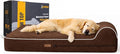 KOPEKS Orthopedic Memory Foam Dog Bed 7" Inch Thick Extra Large Dog Bed With Pillow Brown 50"x34"x10" Includes Waterproof Liner & Durable Removable Cover With Smart Design