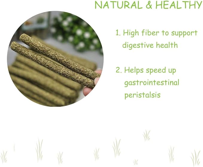 25pcs Natural Grass Stick for Rabbit, Pet Chew Toys 5 Tastes for Choice Timothy Alfalfa Fruit tree Rye Oat, Molar Rod Small Pet Natural Snacks for Guinea Pigs, Rabbits, Bunny, Chinchilla, Hamsters