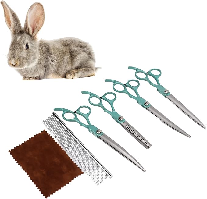 Dog Grooming Kit,Pet Grooming Scissors Set Color Paint Split Scissors Rabbit Hair Trimming Stainless Steel Set for Dogs Cats Rabbits (Green)
