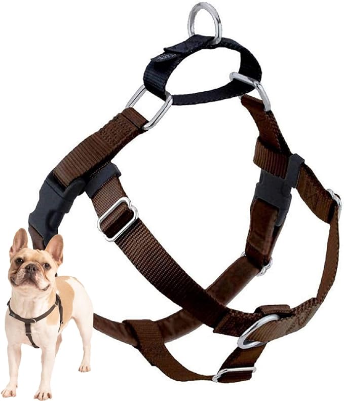2 Hounds Design Freedom No Pull Dog Harness, Adjustable Harness, Easy Walking & Comfortable Control, Fits Small, Medium & Large Dogs, Solid Colors, Made in USA, 1" XXL, Brown