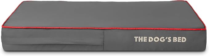The Dog’s Bed Replacement Outer Cover, Oxford Fabric, Grey with Red Trim, Medium, 4-Inch
