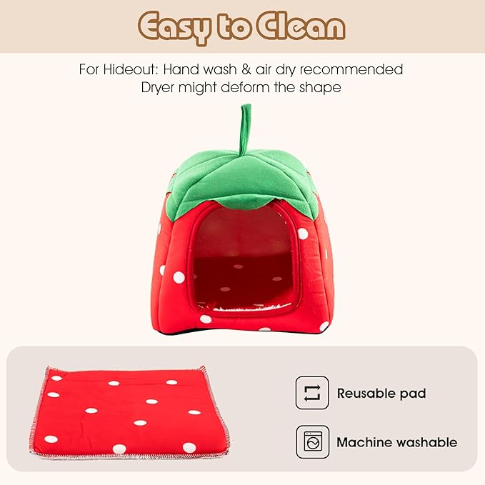 Avont 2 Pack Guinea Pig Bed House Hideout, Small Animal Hideaway Cage Accessories, Washable Sleeping Bed for Dwarf Rabbits Chinchillas Hamsters Hedgehogs Ferrets Bearded Dragons and Rats -Fruit
