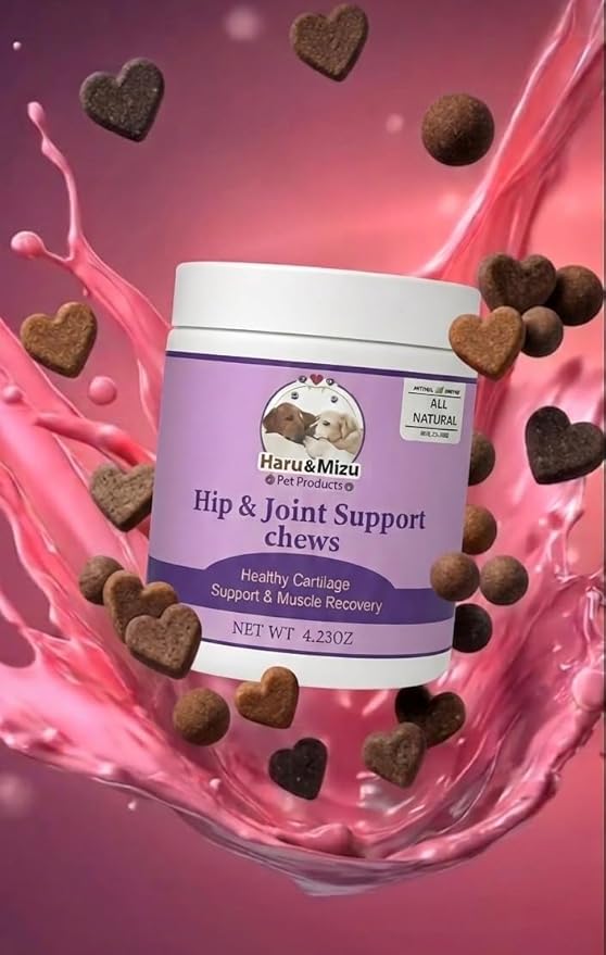 Haru & Mizu Hip & Joint Support Chews for Dogs, All Natural, Glucosamine and Chondroitin, 40 Soft Chews, 4.23 oz