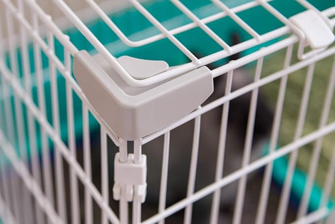 IRIS USA Large Portable Wire Rabbit Cage with Top Access and Two Tray Division, Easy Access Secure Lock and Easy to Clean Movable House for Small Sized Animals Rabbit Guinea Pigs Rat Hamster, Green