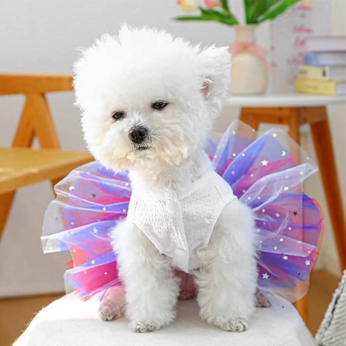 ANIAC 4th of July Girl Dog Dress with Stars Independence Puppy Clothes for Small Dog 1st Independent Day Cat Outfit Patriotic Pet Princess Tutu Skirt (Independence, Medium)
