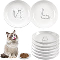 6 Pack Cat Food Bowl, Ceramic Cat Bowls, Anti Whisker Fatigue Cats Bowl Set,5.5 Inches Shallow Wide Kitten Plates for Food and Water (White-B)