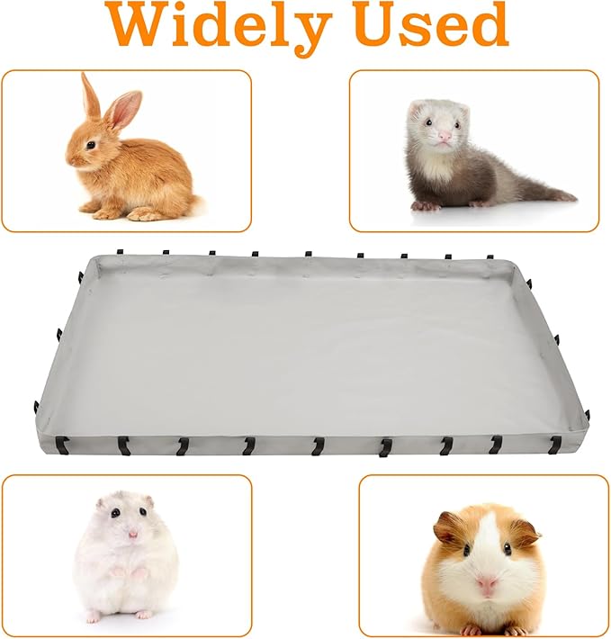 Guinea Pig Cage Bottom Tarp for C&C Grids Habitat Cage Panel, 56x27 inches Guinea Pig Cage Liner Base, Washable Small Animal Cage Bedding for Rabbits Hamsters Hedgehogs Ferrets Small Pets(No Cage)