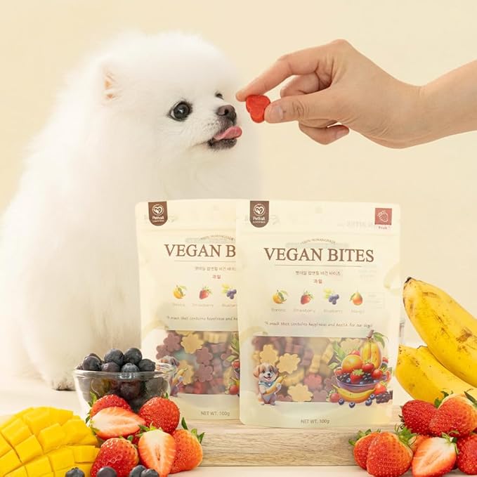 Lovnheal Vegan Bites Dog Treats – Natural Plant-Based Soft Chews with 8 Fruits & Vegetables, Healthy Handmade Snacks, 3.5 oz (One Size, Fruit Mix)