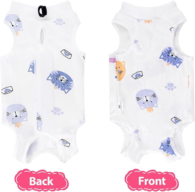 2 PCS Cat Recovery Suit for Spay Abdominal Wounds Cat Onesie for Cats After Surgery Recovery Suit Female Breathable E-Collar Alternative Kitten Onesie Anti Licking Small