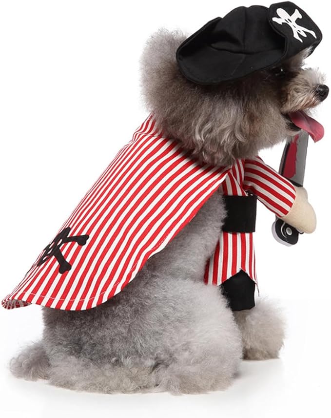 Puppy Pirate Dog Costume, Pet Cosplay Clothes Halloween Christmas Funny Party Costume for Cats and Small Dogs